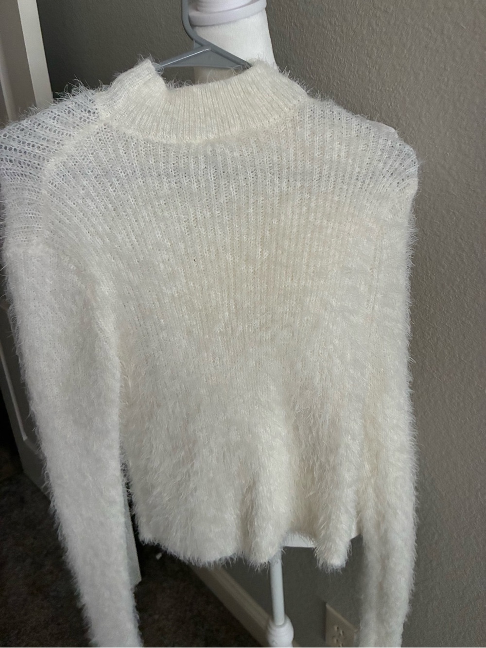 Planet Gold Cream Fuzzy Turtleneck Sweater